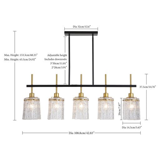 Chandelier 5 Light, Fixture Over Table - Black / Gold Daily Nest