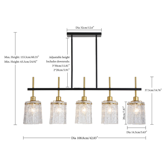 Chandelier 5 Light, Fixture Over Table - Black / Gold Daily Nest
