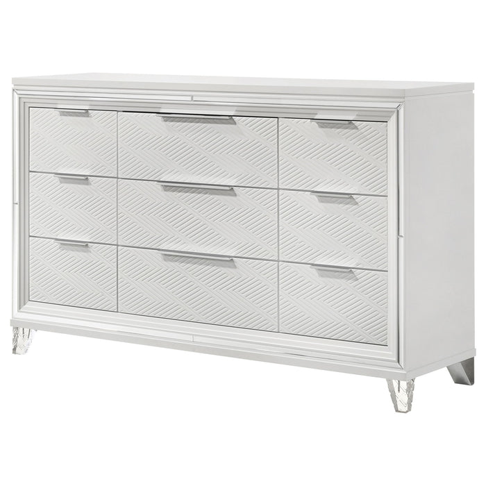 9 Drawer Dresser Cabinet With Picture Framed Fronts - White Furniture Max