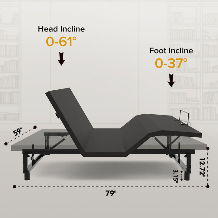 Adjustable Bed Base Frame With Wireless Remote, 4 USB Ports, Under Bed Nightlights, Zero Gravity Daily Nest