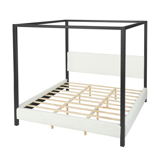 Modern Canopy Bed With Upholstery Noble House