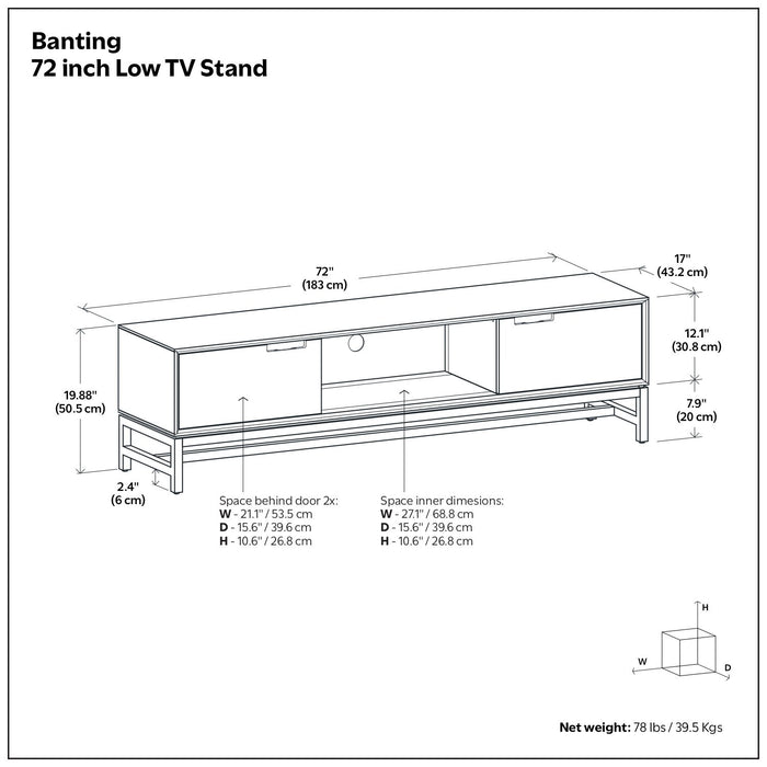 Banting - Low TV Stand - Walnut Brown Simpli-Home