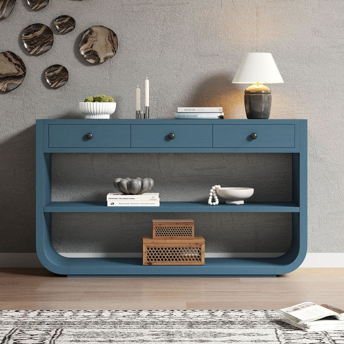 Console Table With 3 Soft Close Drawers & 2 Open Shelves Noble House