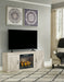Bellaby - TV Stand With Faux Firebrick Fireplace Insert - Whitewash Signature Design by Ashley®