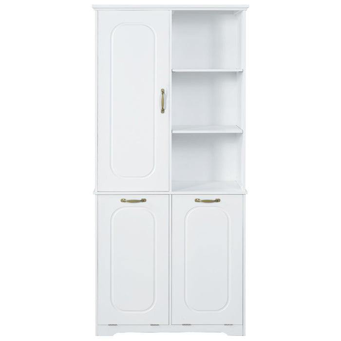 Freestanding Tall Storage Cabinet With 2 Tilt Out Hampers Noble House