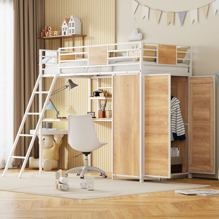 Loft Bed With L Shape Desk And Wardrobe Halcyon Home