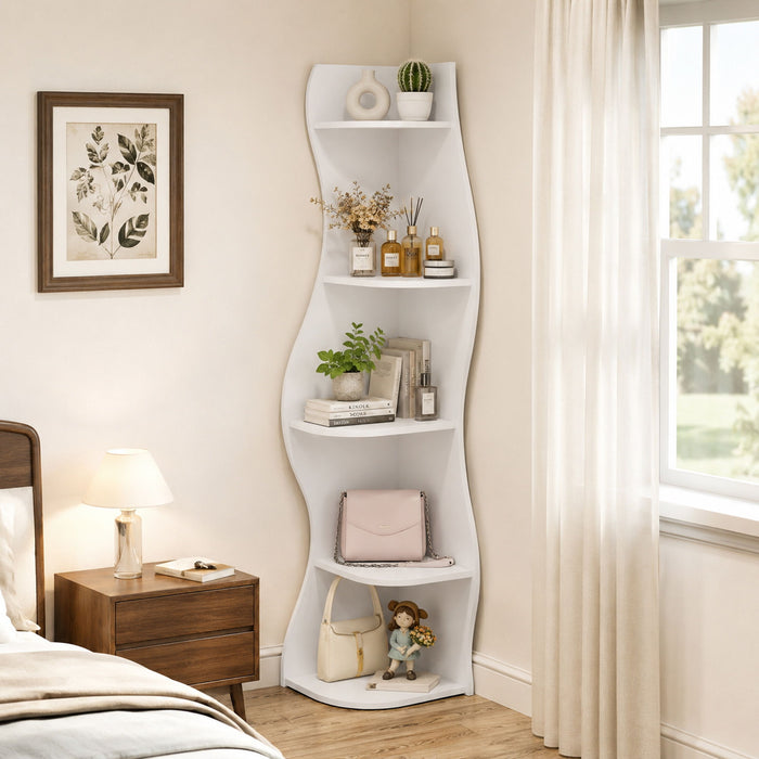 5 Tier S - Shaped Corner Shelf For Living Room Home Essentials