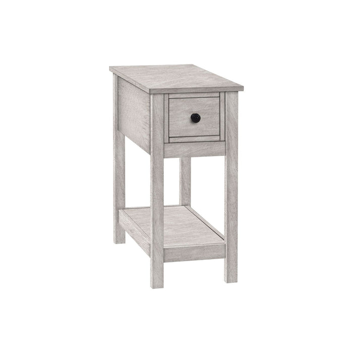 Accent End Table, 2 Tier, Narrow, Lamp, Storage Drawer, Charming Design 8th Street