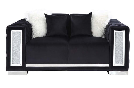 Trislar - Loveseat With 4 Pillows (Same 52526) - Black Velvet ACME