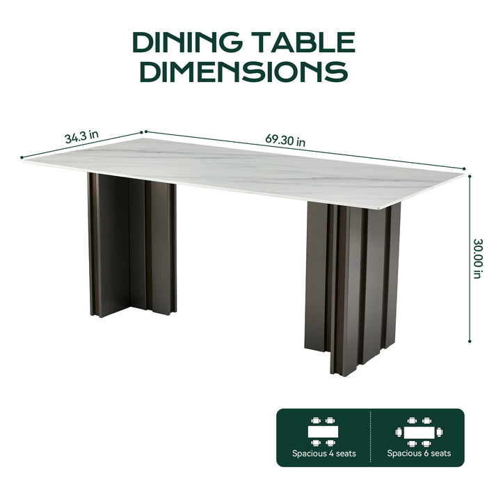 Rectangular Dining Table - Gray / White Home Essentials