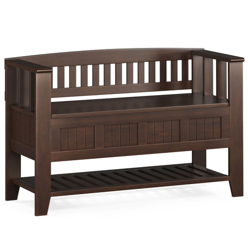 Acadian - Entryway Storage Bench With Shelf - Brown Simpli-Home