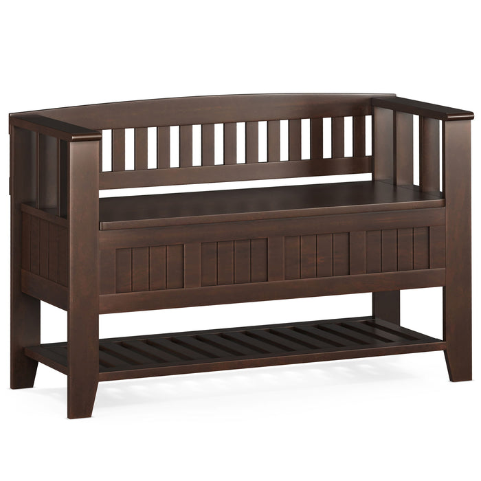 Acadian - Entryway Storage Bench With Shelf - Brown Simpli-Home