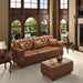 Upholstered Sofa With Nailhead Trim, Rolled Armrests With Ottoman Home Essentials