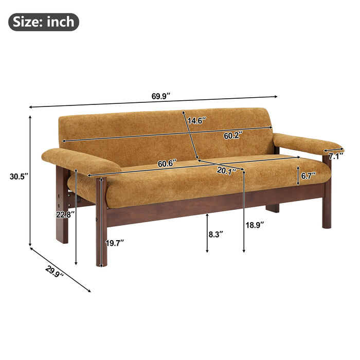 Sofa With Pillow Top Arms, Single Cushion Couch For Living Room - Yellow Noble House