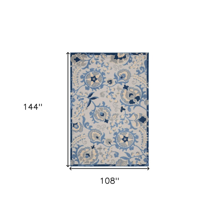 9' X 12' Toile Non Skid Indoor / Outdoor Area Rug - Blue / Gray