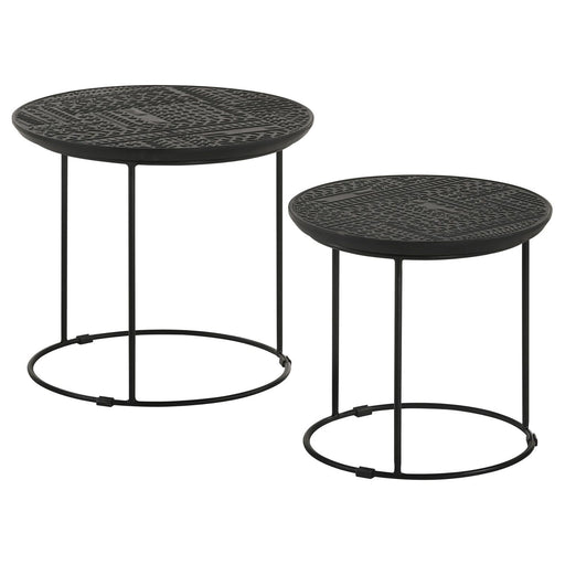 2 Piece Nesting Table With Embossed Tops And Base - Black Furniture Max