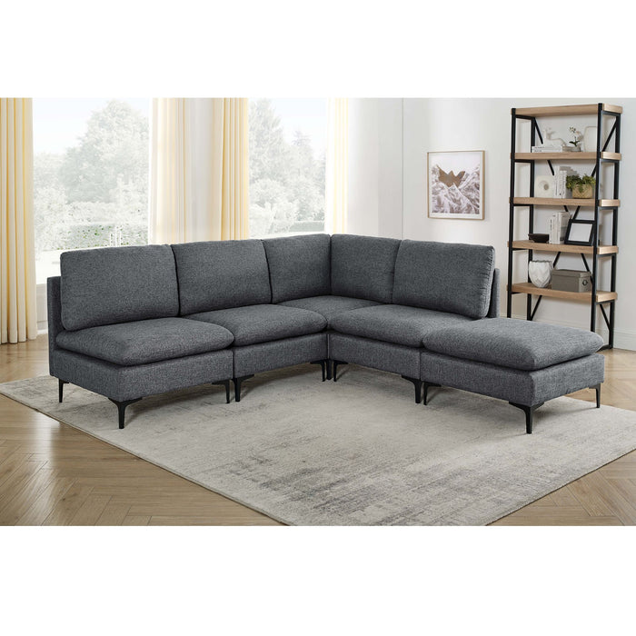 Upholstered Modular Sectional With Tall Legs, Medium Firm Seat Home Essentials