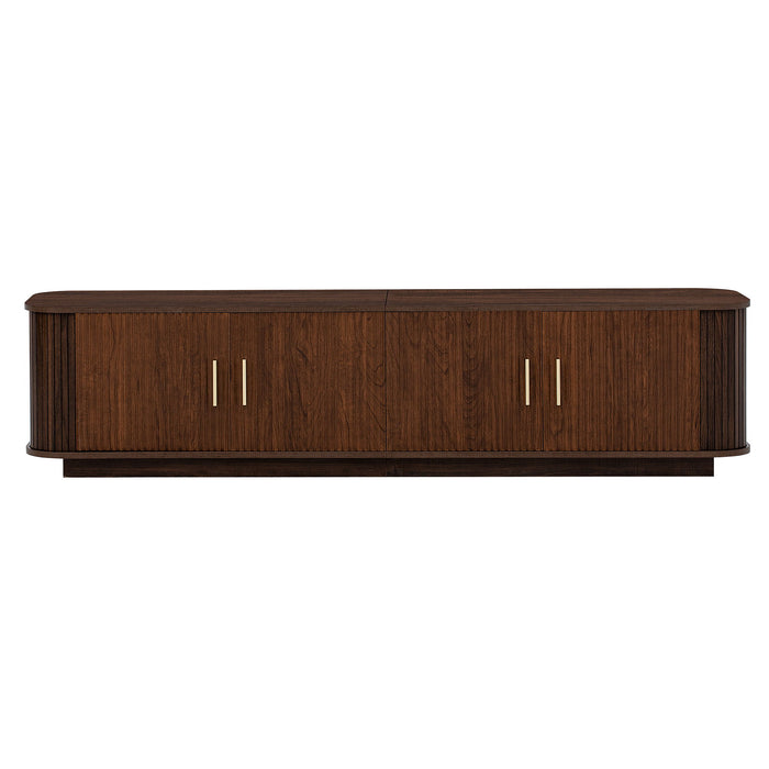 70" TV Stand With Ample Storage, Refined Curved Corners - Dark Brown Hearth and Haven