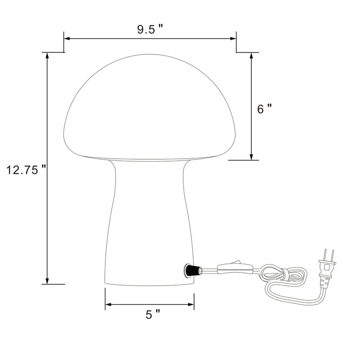 Jonah - Mushroom Shaped Glass Table Lamp - White Furniture Max