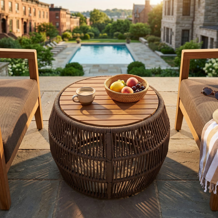 Round Side Table With Rope Frame Noble House