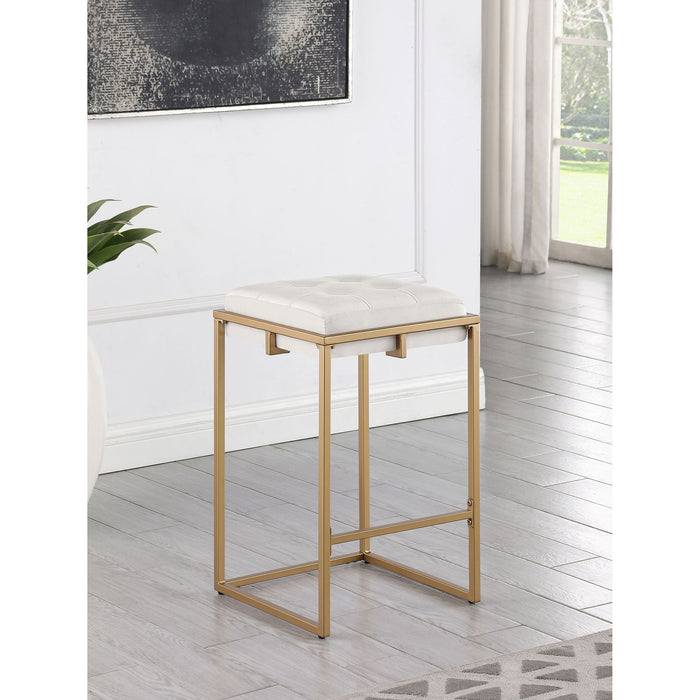 Square Counter Height Stools (Set of 2) - Beige / Gold Furniture Max