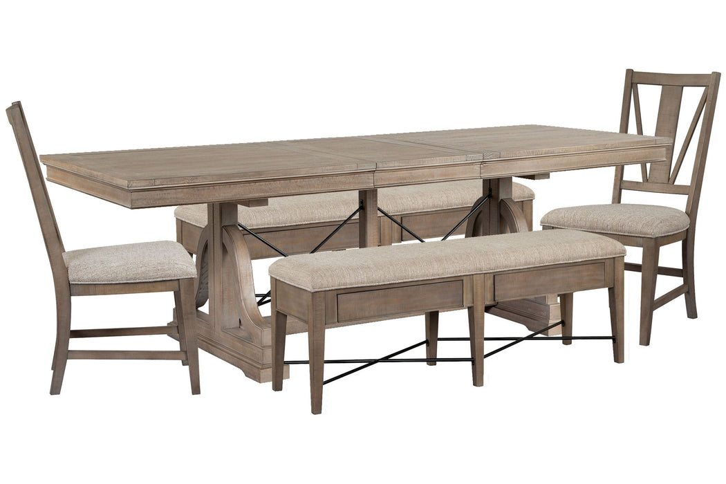 Paxton Place - Extendable Trestle Dining Table Set Magnussen Furniture