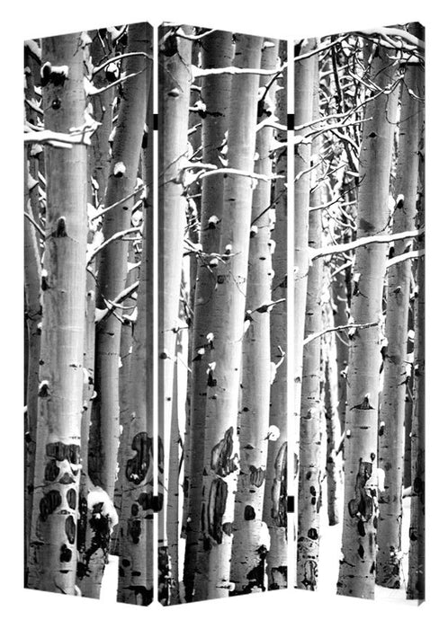Wood Canvas Birch Screen - Gray And White