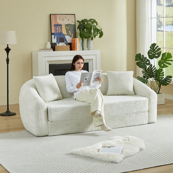 Curved Convertible Sofa, 2 In 1 Fold Out Bed With Pull Out Base And Deep Seat Home Essentials