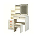 Vanity Set With LED Mirror, Storage Dressing Table & Cushioned Stool - Cream White Home Essentials