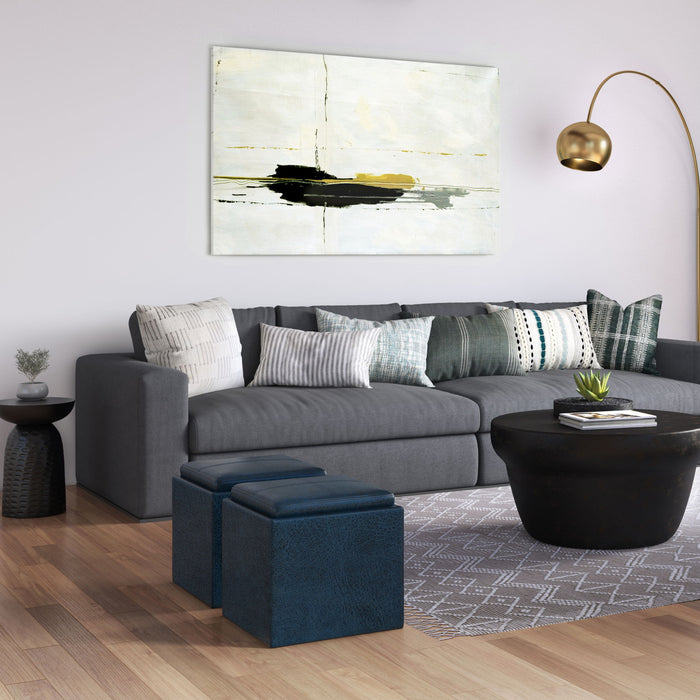 Rockwood - Upholstered Cube Storage Ottoman With Tray Simpli-Home