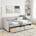 Upholstered Tufted Daybed With 2 Drawers, Waved Arms Home Essentials