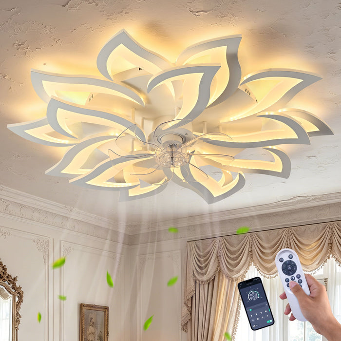 Ceiling Fan With Remote Control And Lights, 6 Speeds, 3 Color Temperatures, Low Profile Flush Mount Daily Nest