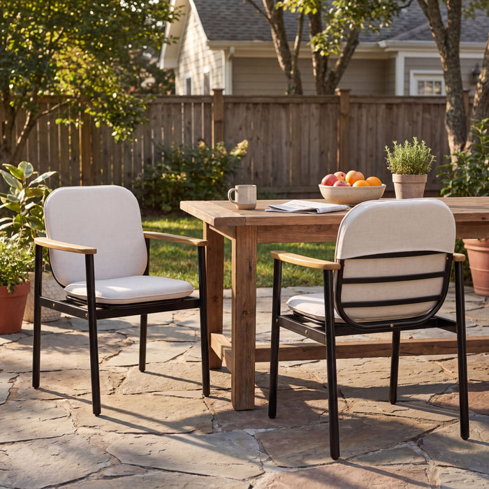 Outdoor Dining Chair - Beige / Black / Teak Noble House