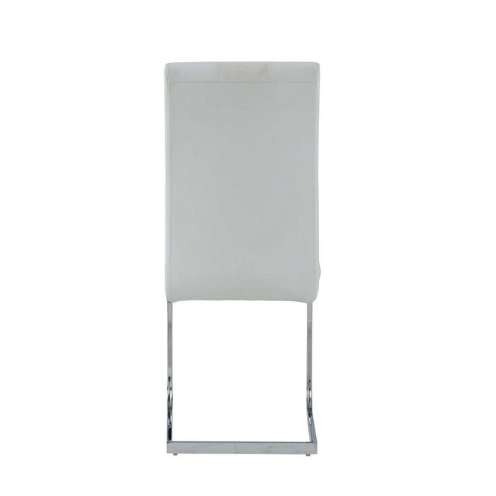 Dining Chairs With Silver Tone Metal Base (Set of 4) - White Two Toned