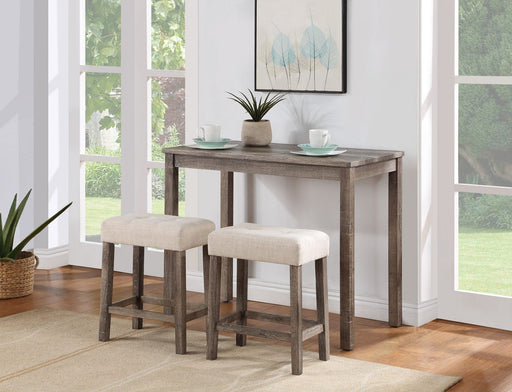 Lux - 3 Piece Counter Height Pub Table With Tufted Stools (Set of 3) Lilola Home