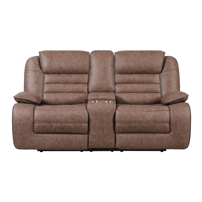 Lucius - Console Reclining Loveseat With Manual Recline - Brown Global Furniture USA