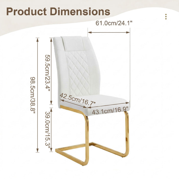 High Back Dining Chairs For Dining & Kitchen Room (Set of 4) - Golden / White Home Essentials