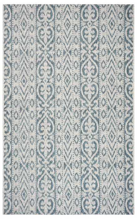 5' X 8' Indoor / Outdoor Area Rug - Blue / White