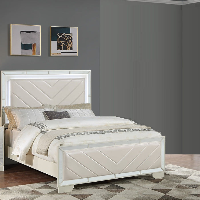 1 Piece Eastern King Size Upholstered Headboard And Footboard With Built In LED Lights Home Essentials