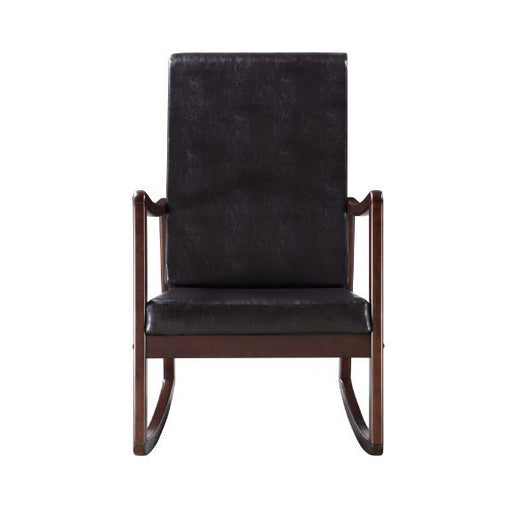 Raina - Rocking Chair - Dark Brown Synthetic Leather & Espresso ACME
