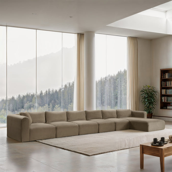 Shaggy - Fabric 6 Piece Modular Sectional With Chaise Meridian Furniture