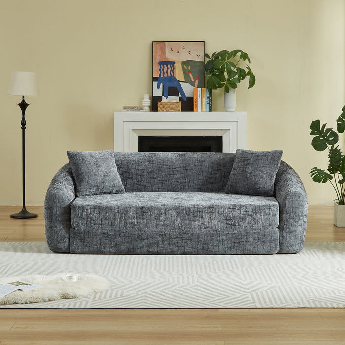 Curved Convertible Sofa, 2 In 1 Fold Out Bed With Pull Out Base And Deep Seat Home Essentials