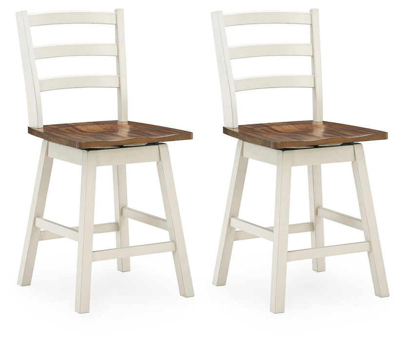 Brinfern - Swivel Stool (Set of 2) - Brown / Antique White Signature Design by Ashley®