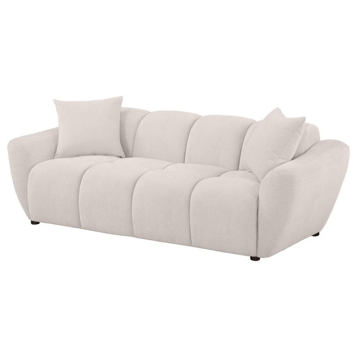Destino - Chenille Upholstered Splayed Arm Sofa - Greige