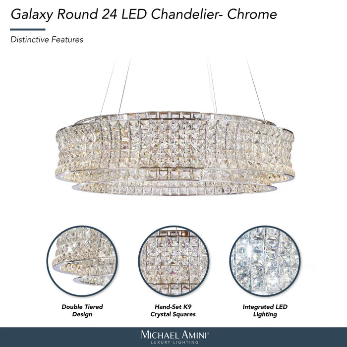 Michael Amini Lighting - Galaxy 32" Round LED Crystal Chandelier - Chrome Michael Amini