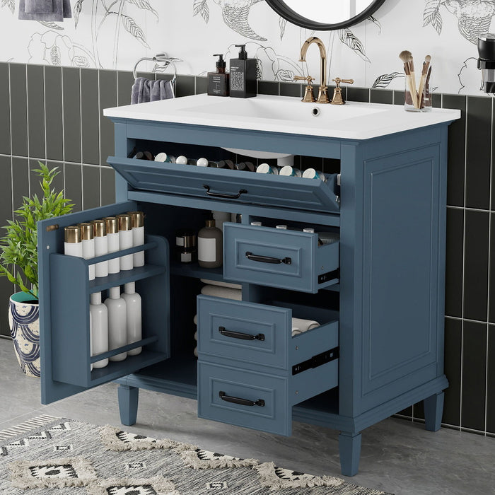 Bathroom Vanity With Sink Top, Flip Drawers, Adjustable Shelf Hearth and Haven