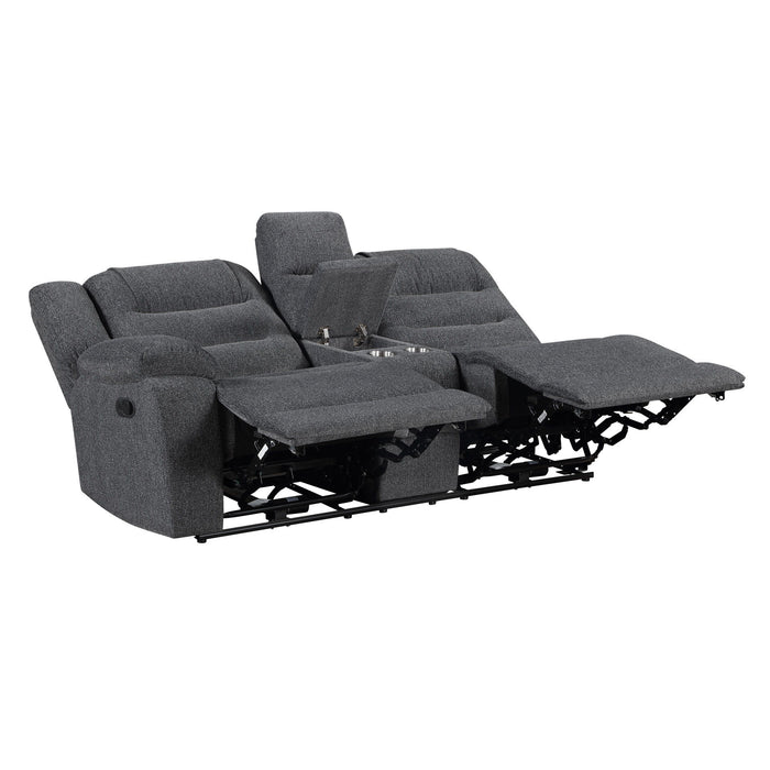 Redondo - Laf Console Loveseat With 2 Recliners - Dark Gray