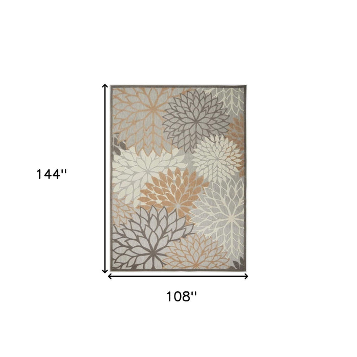 9' X 12' Floral Non Skid Indoor / Outdoor Area Rug - Natural