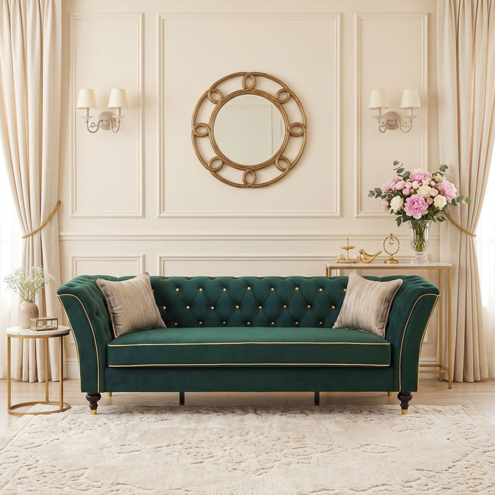 3 Person Sofa With Deep Seat, Tufted Backrest Home Essentials