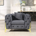 Accent Chair With Diamond Button Tufting, Matching Throw Pillow Home Essentials